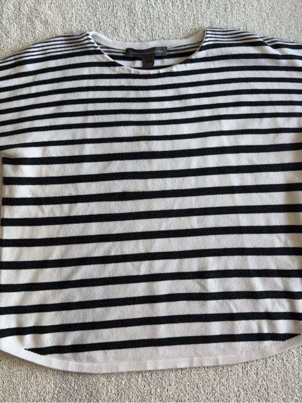 French Connection Black and White Striped Knit Top
